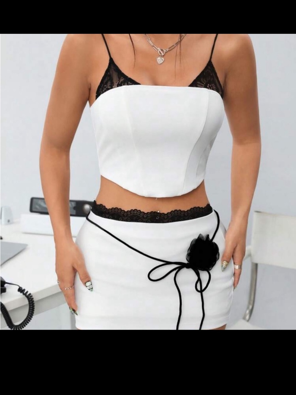 White Bustier Top And Skirt